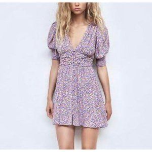 Zara purple floral mini dress